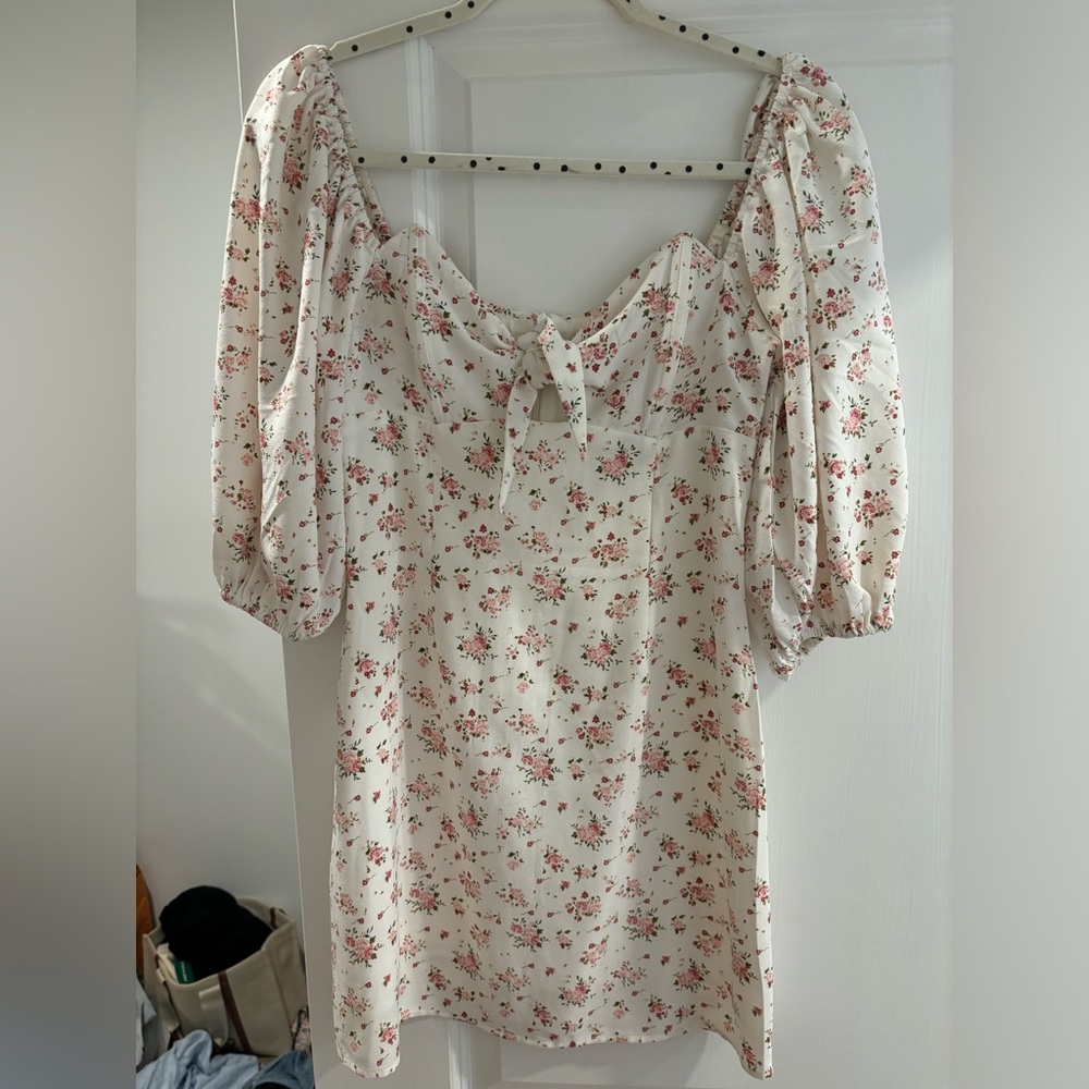 Pink lily mini floral dress